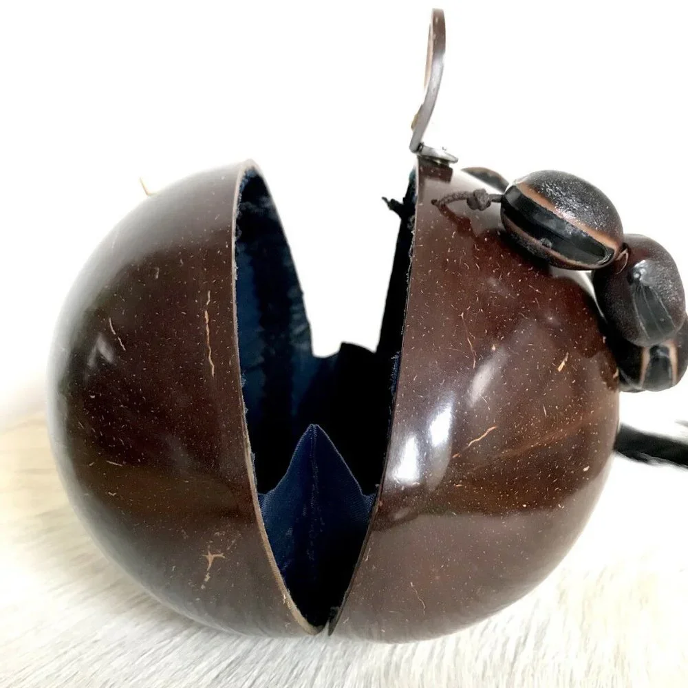 Coconut Mini Handbag Clutch Handmade One-Of-A-Kind Summer Party